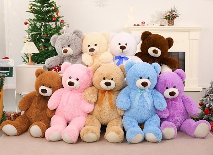 MorisMos Giant Teddy Bear Stuffed Animal 3 ft, 36'' Big Teddy Bear Toy,Lavender Teddy for Girlfriend Valentine's Gift,Large Stuffed Animal for Kid Birthday Christmas Baby Shower,Purple