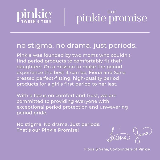 Pinkie Period Starter Pads - Designed for Smaller Underwear - Organic Cotton Topsheet Tween & Teen Pads with Wings - Chlorine Free & Fragrance Free - Teen Combo Pack, 18 Count