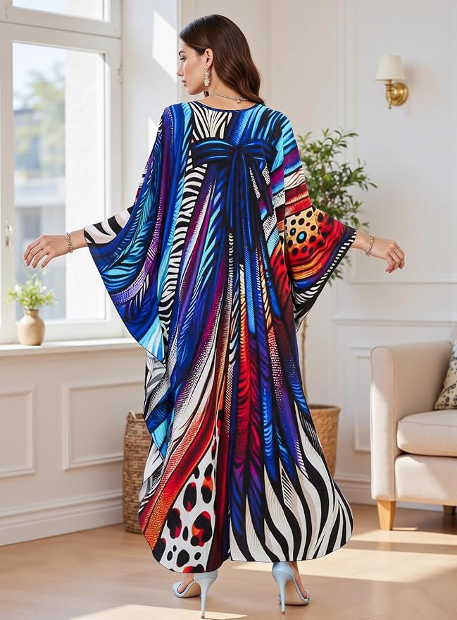 Mumu Dresses for Women Plus Size, Bohemian Kaftan Beach Cover Up Long Maxi Nightgown Soft Loungewear