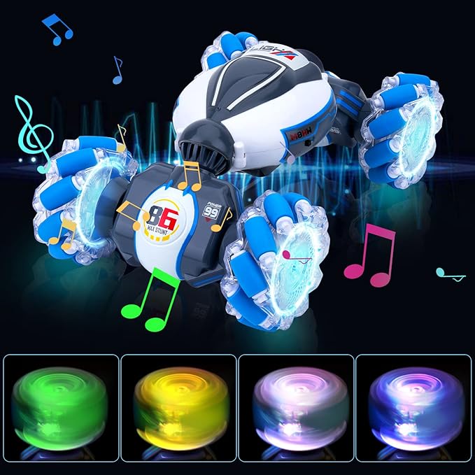 Gesture Sensing RC Stunt Car, Toys for Boys Girls 6-12 Year Old 4WD Remote Control Car 360° Rotate Transform Off-Road Drift RC Toy with Lights Music, 2.4Ghz Hand Control Birthday Xmas Gifts