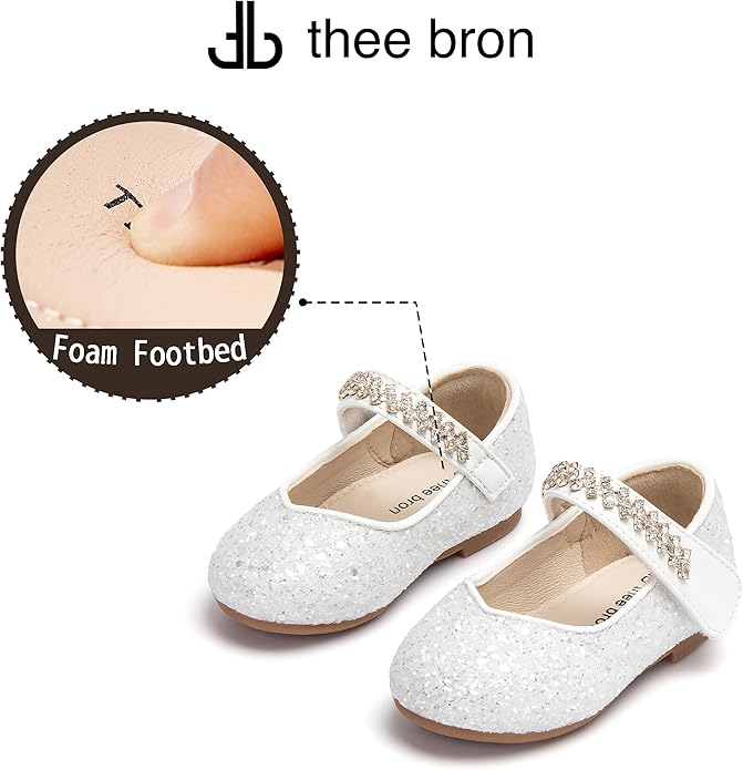 THEE BRON Mary Jane Ballet Flats - Girls' Dress Shoes with Hook & Loop Closure