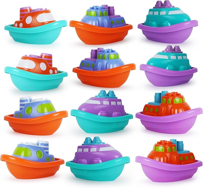 Boley Boats Bathtub Toys - 12 Pk Kids Bath Toys for Toddlers Ages 3+