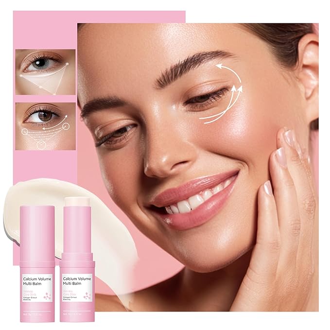 Hydrating Multi Eye Balm Stick, All-in-One Hydrating Lip Balm Firming eye balm Stick Neck Cream Make Up Base, Reduce Wrinkle Vegan & Cruelty-Free Under Eye Balm