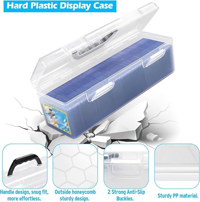 SUNEZLGO Storage Box For Toploader, Trading Card Storage Box Plastic, Playing Card Case, Large For Toploaders 200 Cards 750, Fit For Toploader and Standard Card