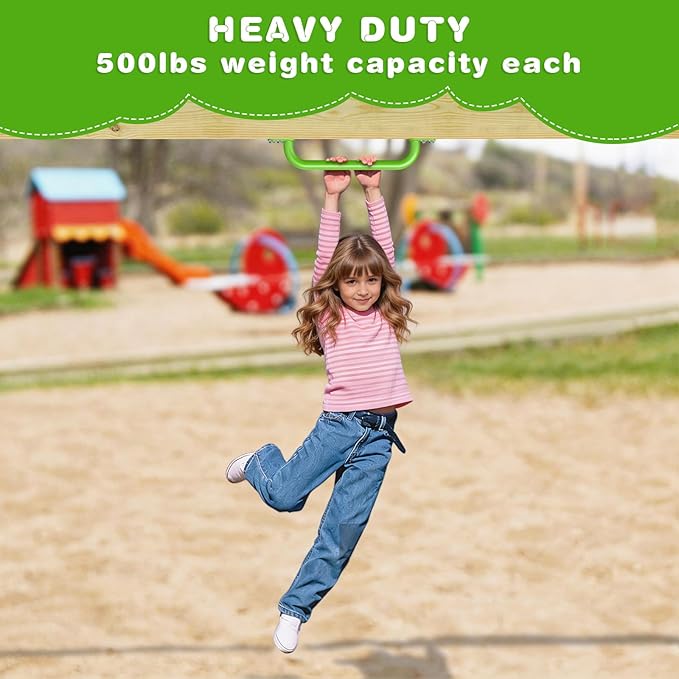 Dolibest 6 Pack 17-Inch Safety Handle, Heavy Duty Metal Safety Playground Handles, Indoor Monkey Bars, Playset Grab Handles for Kids Playhouse, Climbing Frame, Treehouse, Swing Set Accessories -Green