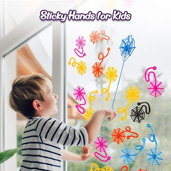 30 Pcs Sticky Spider Web Sticky Hands for Kids Bulk Halloween Party Favors Decorationsr,Spider Webs for Classroom Prizes,Kids' Halloween Goodie Bags Stuffers Pinata Stuffers Small Toys for Boys Girl