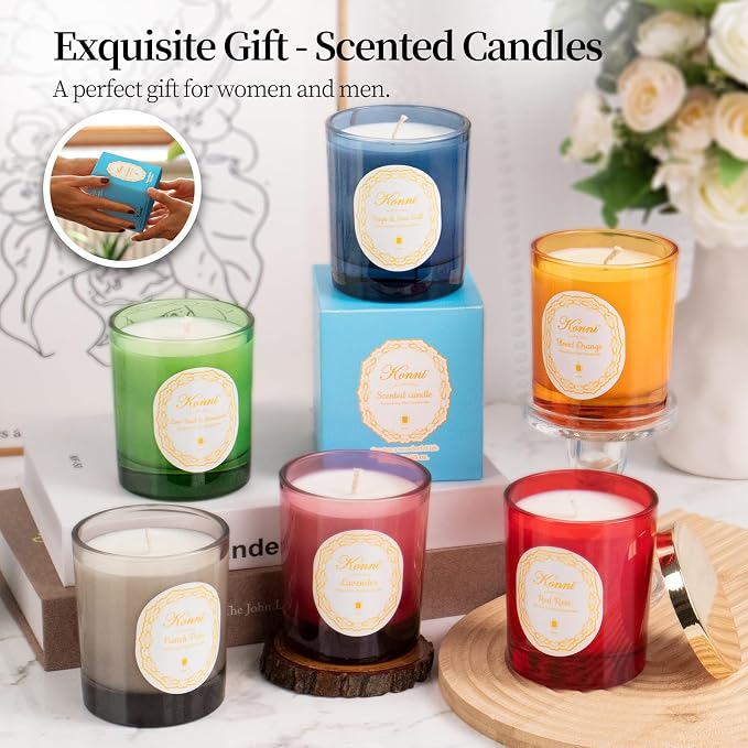KONNI Scented Candles, Soy Candles, Aromatherapy Candle, Lime Basil & Mandarin Scented Candle for Men Women, Soy Wax Candle, 7.05oz, Ideal for Creating Relaxing Ambience & Holiday Gifting