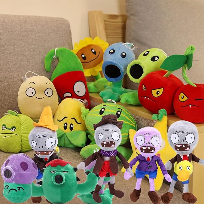 JHESAO 3 PCS Plants and Zombies PVZ Plush Plants Zombies Sets Toy, 1 2 Stuffed Soft Doll PVZ Plush Figure Doll New