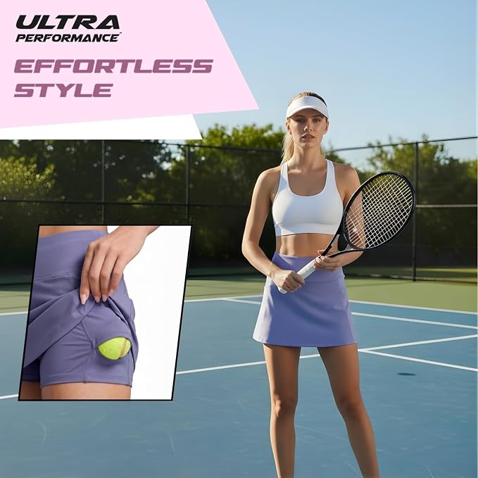 Ultra Performance Womens Golf Skirt 2 Pack Women’s Tennis Skort with Compression Liner Athletic Skirts for Women with Pockets