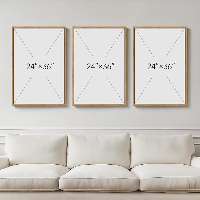 Large Neutral Abstract Canvas Wall Art for Living Room, 3 Piece Framed Wabi-Sabi Prints Paintings Artwork for walls, Minimalist Modern Pictures Wall Decor for Bedroom, Office, Dining Room, 24x36 In