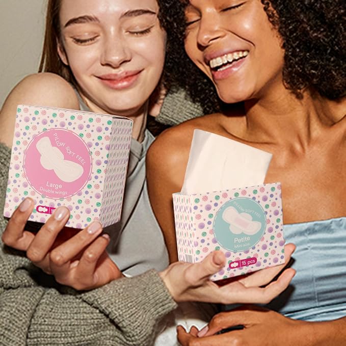 PurComfy Teens Period Pads with Wings for Tweens, Organic Cotton Sanitary Pads for Teen Girls 9-14, Teen Regular, 18 CT (Pack of 2)