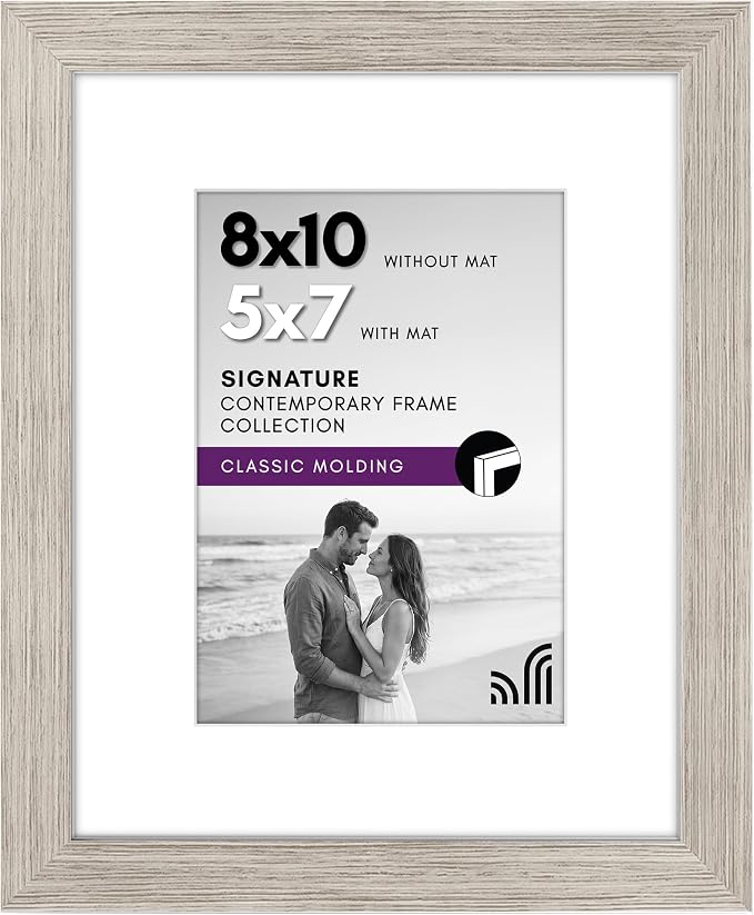 Americanflat 8x10 Picture Frame with Shatter-Resistant Glass - Use as 5x7 Frame with Mat or Display 8x10 Photo Without Mat - Signature Collection - Picture Frames for Tabletop and Wall - Driftwood | Engineered Wood construction, Shatter-resistant glass...