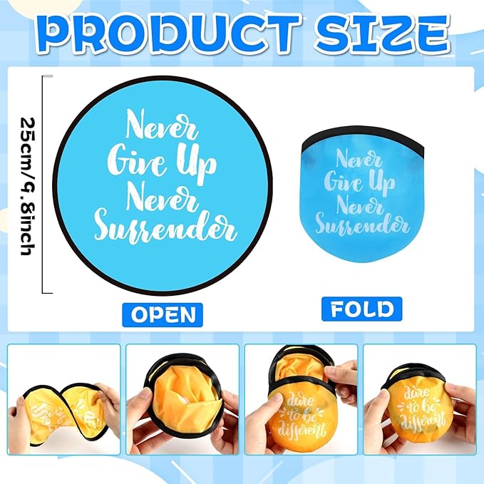 56Pcs End of Year Gift for Students from Teacher Inspirational Foldable Flying Disc Hand Fans Set with Bags Motivational Folding Pocket Beach Gifts Graduation School Birthday Outdoor Activities Game