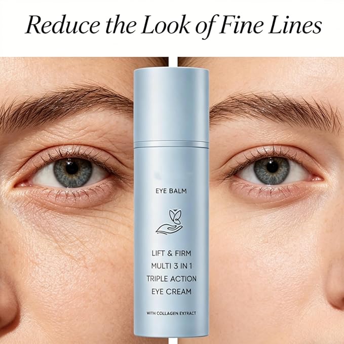 Korean Under Eye Balm, Hydrating Eye Balm Stick for Mature Skin, Collagen-Infused Multi Balm, Firming and Smoothing Eye Care Stick, Lightweight 3-in-1 Formula for Fine Lines (3pcs)
