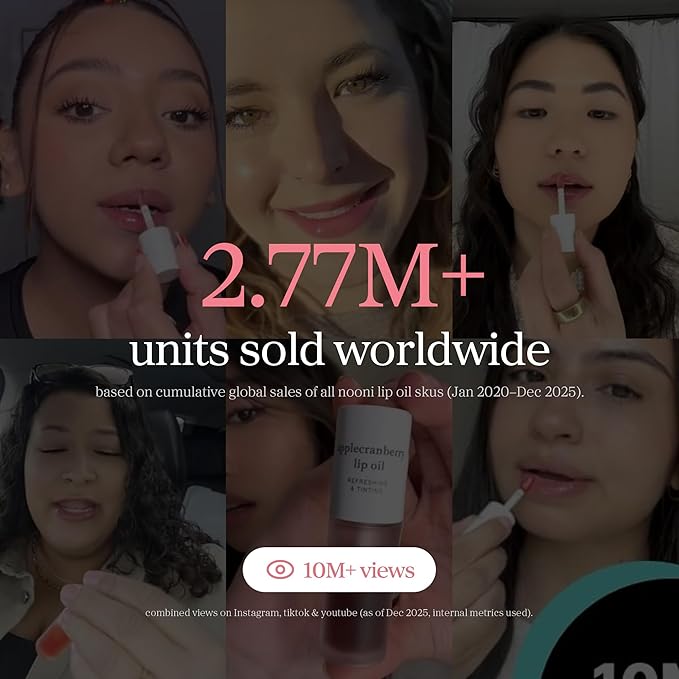 NOONI Korean Lip Oil - Appleplum | Long-Lasting, Moisturizing, Plumping, Revitalizing for Dry Lips, Waterproof, No Peel Off, Korean Tint, Hydrating, Nourishing Crystal Clear, 0.12 FL Oz