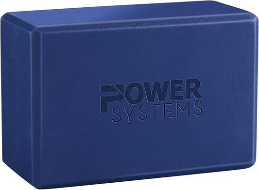 Power Systems Yoga Block | Commercial Grade Foam, Lightweight, Durable Ergonomic Support for Home and Studio Use | Yoga, Pilates, Meditation, Flexibility, and Balance with Textured Non-Slip Grip and Smooth Edges