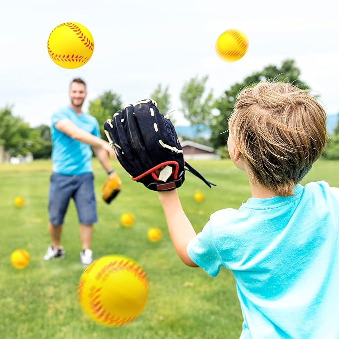 HyDren Mini Softball Stress Ball Bulk Foam Yellow Baseball Squeeze Balls Sport Toy with Storage Bag Party Favors for Anxiety Relief School Carnival Reward Christmas Stocking Fillers(4cm,70 Pack)