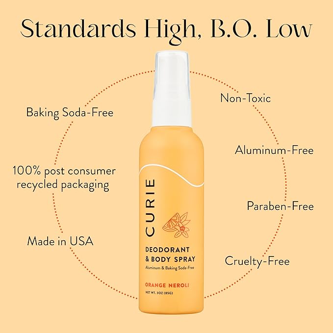 Curie Whole Body Deodorant - OG Spray Variety Pack - Aluminum Free, Natural, Paraben Free, Cruelty Free, Vegan - Coconut Nectar, Orange Neroli, and White Tea (3pk)