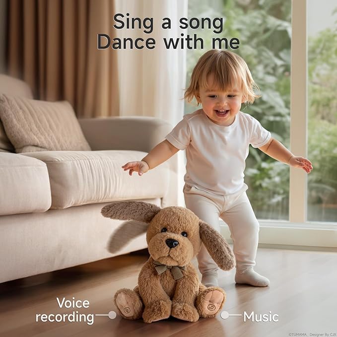 OR OR TU Baby Animated Plush Dog, Interactive Singing Talking Puppy Dog Musical Stuffed Animal Toys, 10”