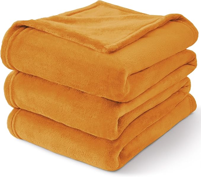 BEDELITE Fleece Blanket Soft Fall Twin Size Blanket Burnt Orange 60"x80" | Ultra Soft Fleece, Plush Microfiber, Lightweight Warmth, Fall Decor, Fade Resistant, Machine Washable, Couch Sofa Bed