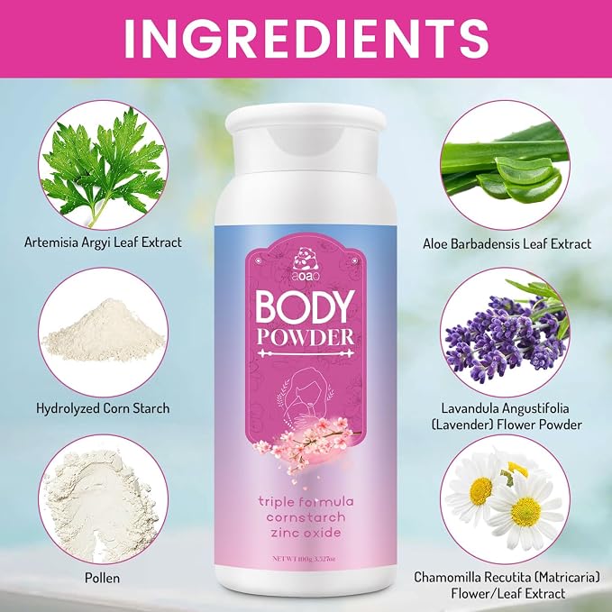 Body Powder for Women Fresh, Talc-Free Dusting Powder for Dryness, Soothing Aloe & Protect Zinc Oxide, Gentle Formula Sweat & Odor Control, Cornstarch Body Powder for Women Daily Freshness, 3.53oz