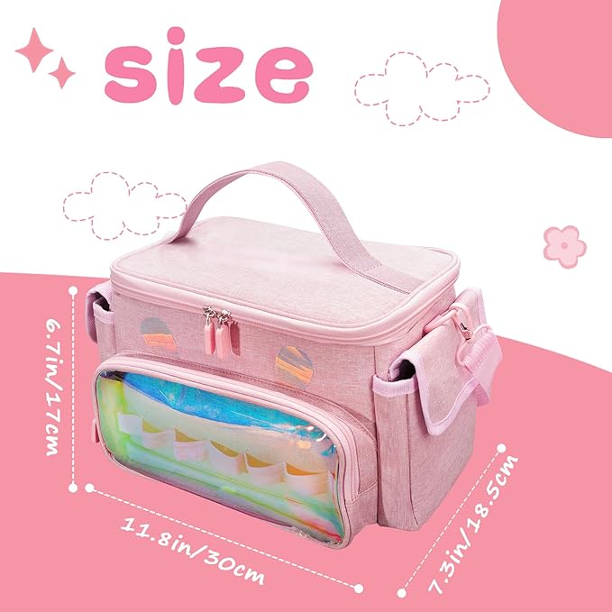 Carrying Case Fit for Toniebox 2 & 1, Cute Storage Bag Compatible with Little Tikes Story Dream Machine Starter Set, Tonies Characters and Accessories, Pink (Bag Only)