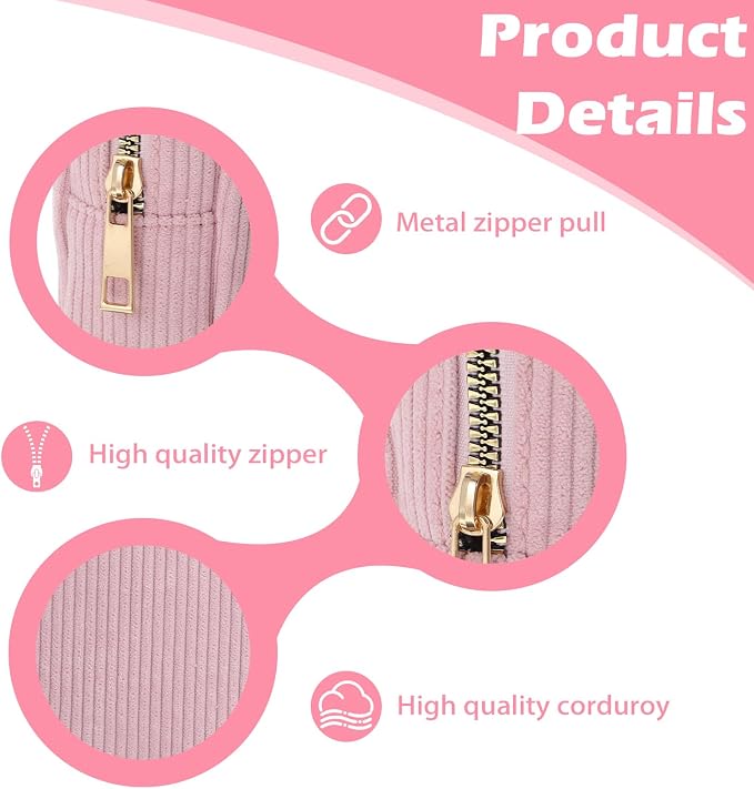 Period Bag for Teen Girls (Pink) | Corduroy Sanitary Napkin Storage Bags Portable Sanitary Pad Storage Bag with Slip-in Pockets