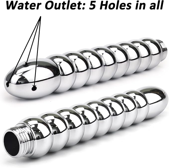 Shower Enema 5 Holes Shower Douche Attachments - Deluxe Aluminium Shower Head Anal/Vaginal Cleaning Kit with Velvet Carry Bag Shower Douche Nozzle for Men Women