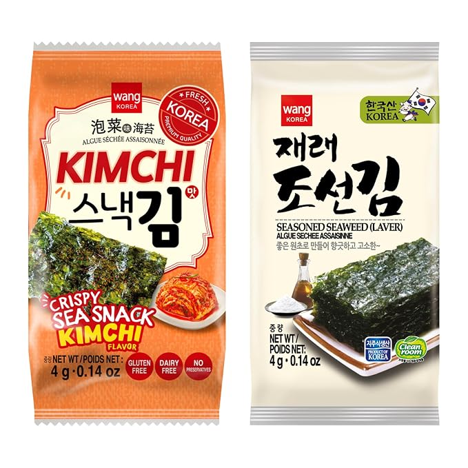 Wang Korean Seaweed Snack, Classic and Kimchi