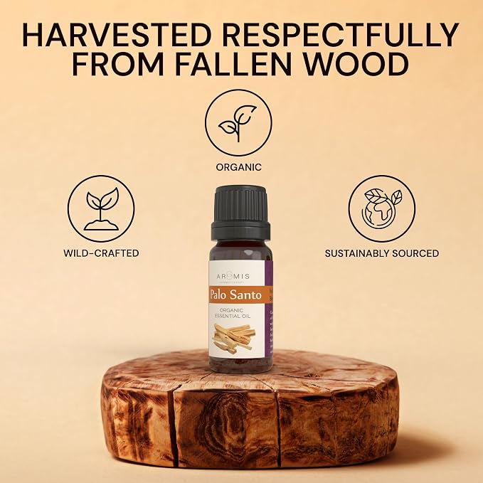 ArOmis Organic Palo Santo Essential Oil - 100% Pure Therapeutic Grade 30ml (1 Fl Oz) - Undiluted, Premium, Oils for Aromatherapy Diffuser