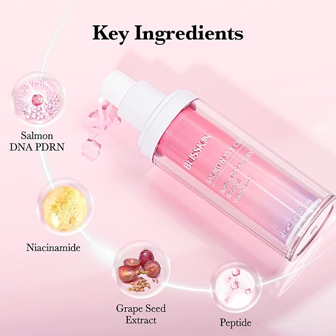 Salmon DNA PDRN & Pink Peptide Eye Cream A Soothing Moisturizer Improves Uneven Skin Tone, Formulated With Peptides, Niacinamide, and Vitamin E for Hydrated, Calm Skin, 30ml