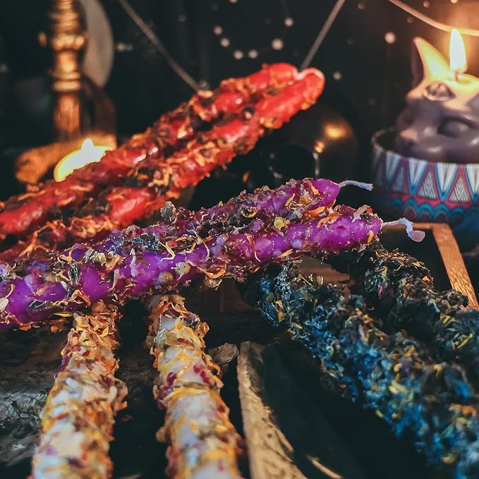 Spell Candle, Ritual Candles, Witch Candles, Altar Candles, Dressed with Altar Oil and Herbs, 8 Candle Set, Pray for Love, Protection, Wealth and Health
