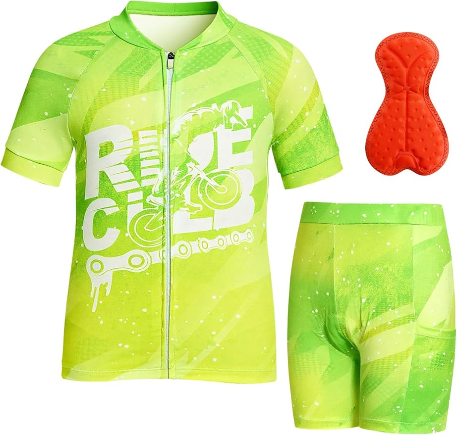 Gogokids Boys Cycling Jersey Set 3D Padded Bike Suit Kids Road Mountain Riding Shorts Bicycle Sportswear for 7-14Y