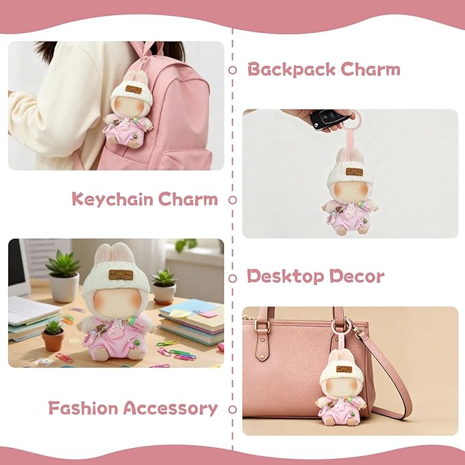 17cm Doll Clothes Set, 3-Piece Premium Velvet Outfit with Mix & Match Accessories, Easy-Dress Fashion for Collectible Display & Play (Doll Not Included, Pink)
