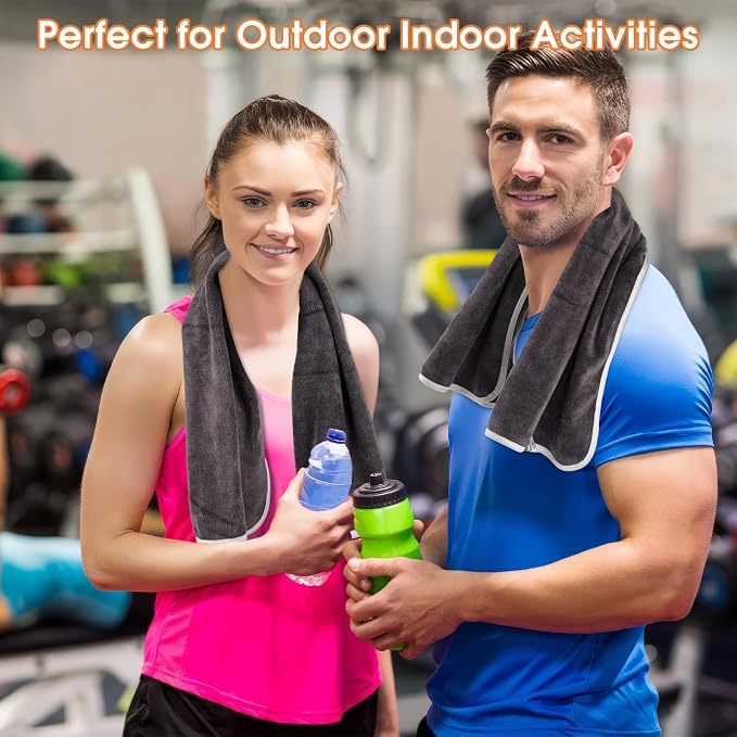 Hoiny 3 Pack Microfiber Gym Towels, Super Soft, Quick Drying, 14.2" x 30" | Absorbent Towel for Fitness, Yoga, Swimming, Sports, Workout, Skin-Friendly for Women Men