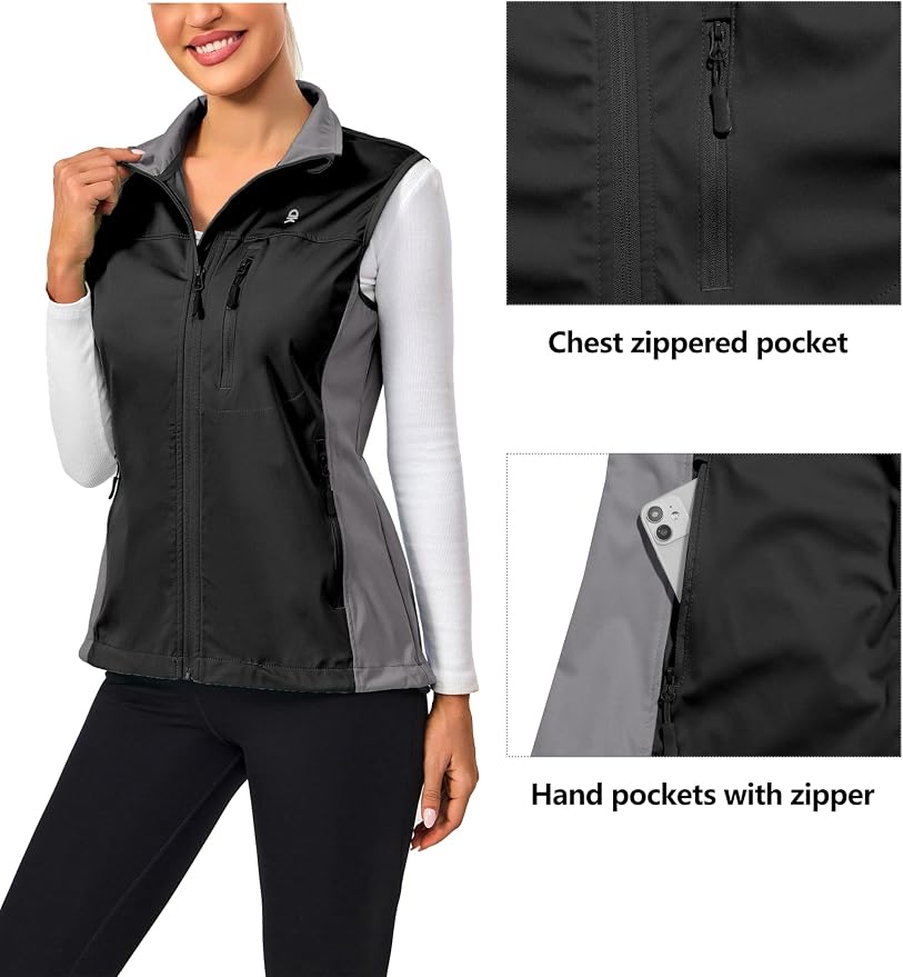 Little Donkey Andy Women's Lightweight Vest Windproof Sleeveless Jacket | Cycling Windproof Vest, Water-Repellent Stretch Shell, Lightweight Tennis Running Outerwear, Golf Hiking Workout Sleeveless
