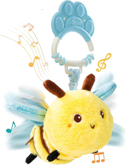 Jollybaby Musical Flying Bee Toy - Car Seat, Stroller, Crib & Play Gym Hanging Toys for Baby 0-6-12-24 Months, Tummy Time Sensory Toy for Infant Boys and Girls Easter Gifts