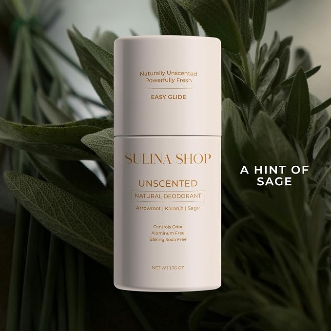 Sulina Shop Natural Deodorant, Aluminum Free, Unscented | No added fragrance, Sensitive skin-friendly, Baking soda-free, Gentle odor protection