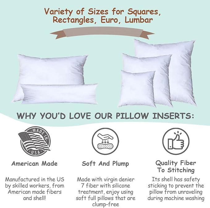 Pillowflex Synthetic Down Pillow Insert 12x24 in - Karate Chop Pillow | Large Rectangle Sham Form, Plush Polyester Cotton Blend, Cloud-Like Comfort, Clump-Resistant Fill, Smooth Elegant Finish