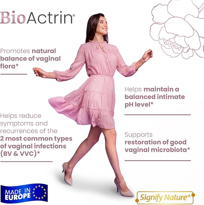 SIGNIFY NATURE Bioactrin Vaginal Probiotics for Women, 28 Pills | Bacterial Vaginosis & Yeast Balance Support, BV Probiotic, pH & Vaginitis Support, Women's Intimate Health, Daily Wellness