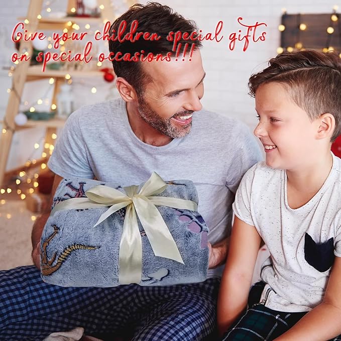 Glow in The Dark Dinosaur Blanket - Soft Warm Plush Kids Cute Dino Throw Blankets for Couch, Luminous 80"x60"