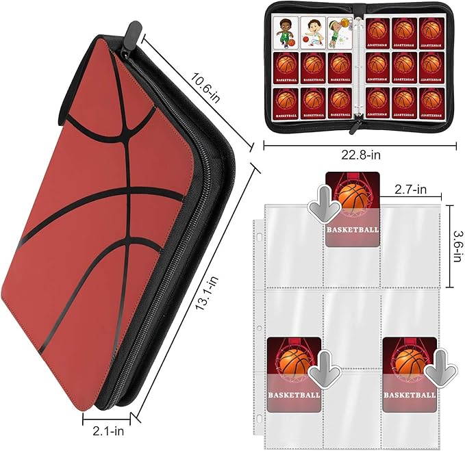 900 Pockets Basketball Card Binder Sleeves for Trading Cards, Carrying Case with Basketball Card Sleeves Album Holder Protectors for Football Baseball Sports Cards