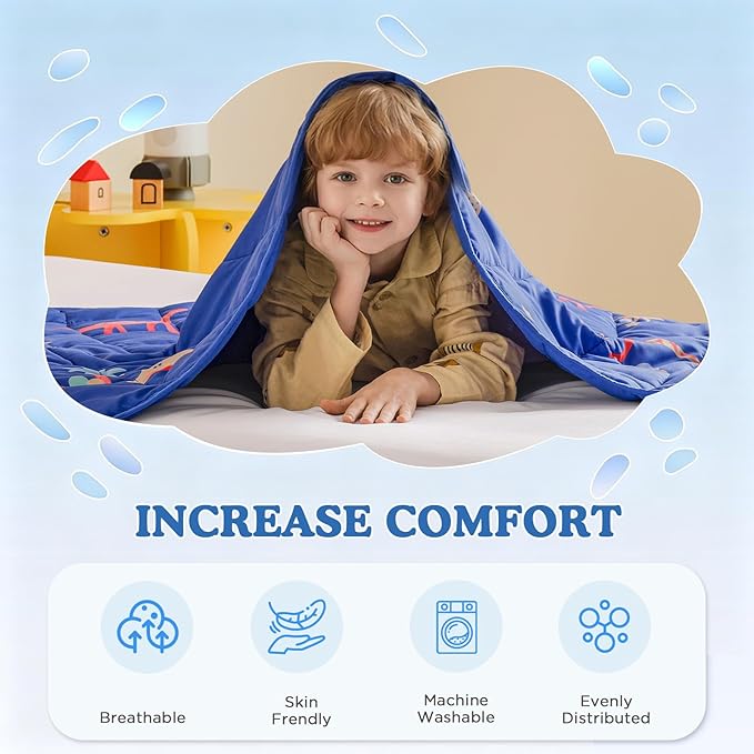 Weighted Blanket - 5 lbs Dinosaur Blue Heavy Blanket - Small Size Breathable Lap Blanket(36 * 48 inches, 5 lbs)
