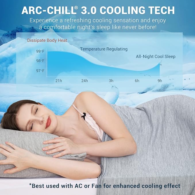 Elegear Arc-Chill 3.0 Cooling Blankets for Hot Sleepers, Throw Size, Grey | Q-Max>0.5 Cooling Fabric, Absorbs Heat to Keep Body Cool, Breathable Summer Blankets for Night Sweats & Menopause, 51"x67"