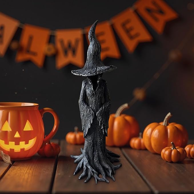 Witch Statue Resin Crafted Desktop Ornament Home Decoration Retro Magician Mysterious Curse Theme Statues Figurine Halloween Festival Decoration