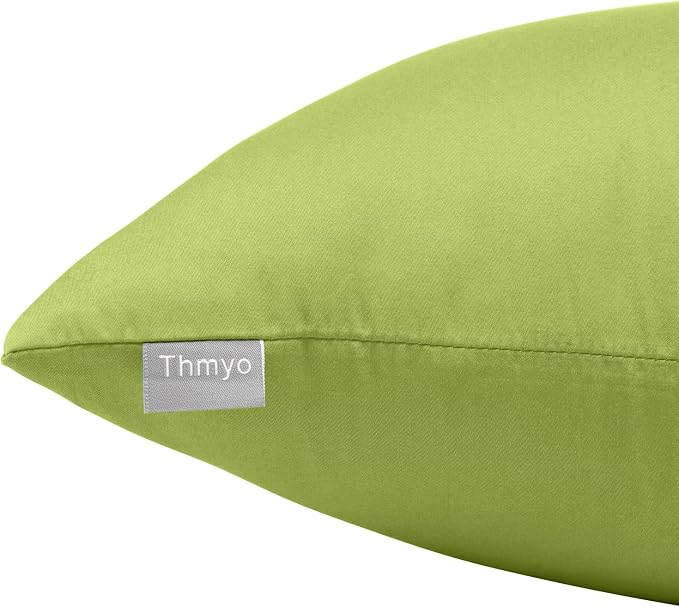 Thmyo 4-Pack 100% Cotton Comfortable Solid Decorative Throw Pillow Case, Square Cushion Cover Pillowcase Sublimation Blank Pillow Covers DIY Throw Pillowcase for Couch(18x18 inch/ 45x45cm, Green 2)