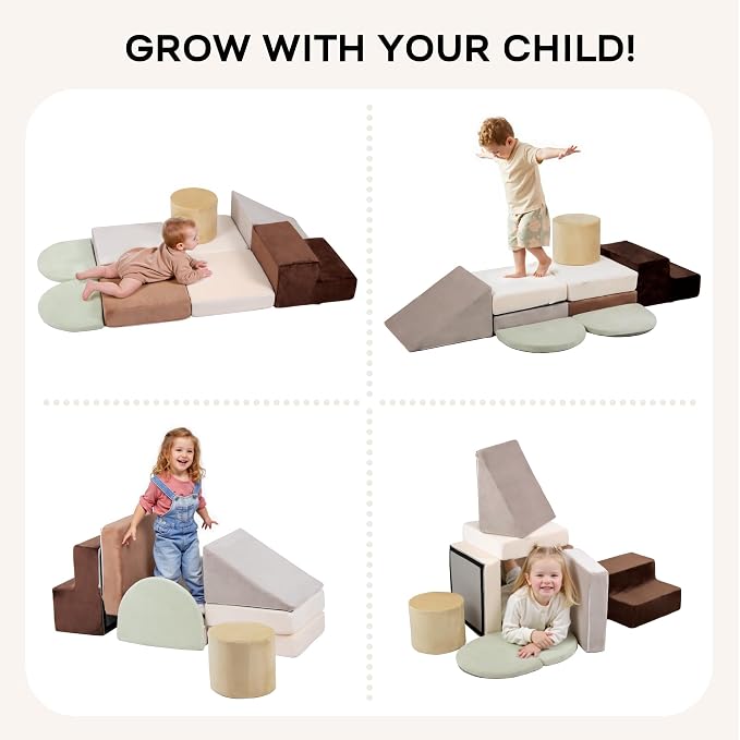BanaSuper 7Pcs Foam Climbing Blocks for Toddlers, Convertible Play Set Modular Sofa Fort Building, Soft Indoor Activity Gym for Crawling, Climbing, Imaginative Play, Nugget Play Couch Alternative