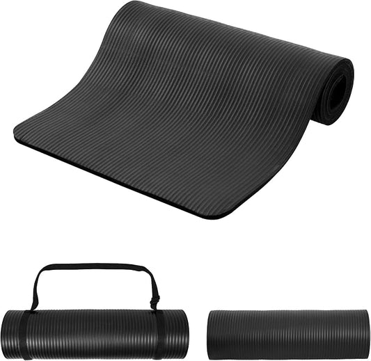 Signature Fitness Extra Thick High-Density Foam Yoga Mat – Multiple Thicknesses (1/2" & 1") / Multiple Colors – Double-Sided Non-Slip Surface – with Carrying Strap for Pilates, Yoga & Home Workouts