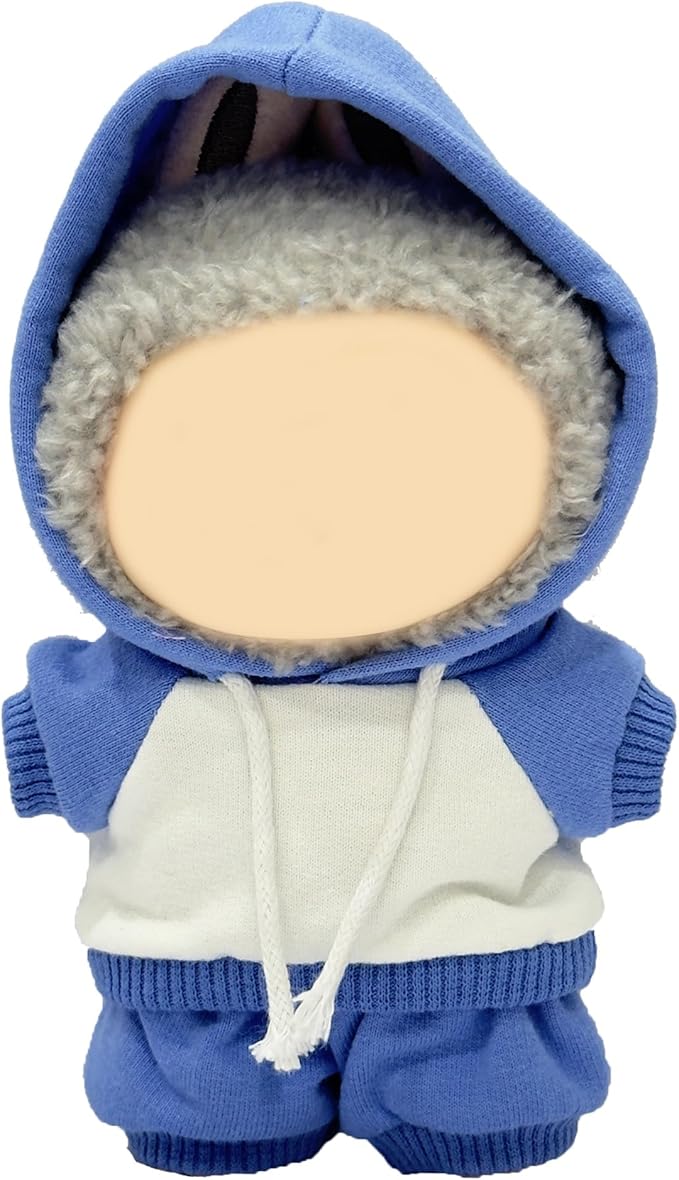 17cm Dolls Clothes,Casual Stylish Hoodies & Pants Doll Outfit Set, Stylish Doll Clothing Accessories for 17cm/15cm-Blue(No Doll)