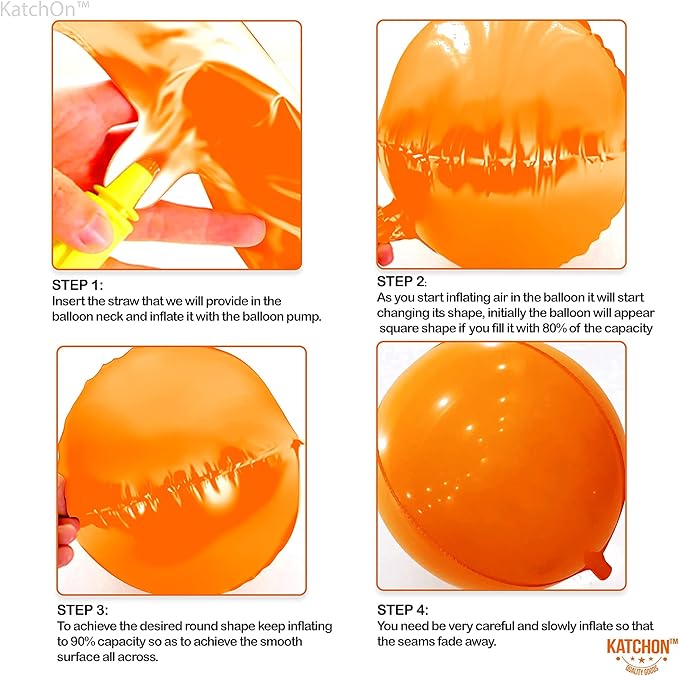 KatchOn, Orange Foil Balloons - Big, 22 Inch, Pack of 6 | 4D Foil Metallic Balloon for Thanksgiving Decorations | Mylar Balloons for Basketball Party, Birthday, Wedding, Carnival, Orange Party Decor